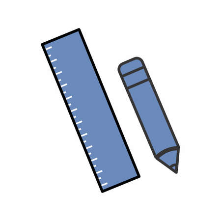 Icon Vector of Pencil Ruler - Dark Blue Style - simple illustration. Editable stroke. Design template vector.outline style design.Vector graphic illustrationのイラスト素材