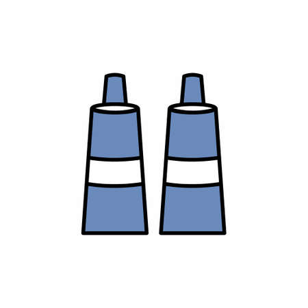 Icon Vector of Paint tubes - Dark Blue Style - simple illustration. Editable stroke. Design template vector.outline style design.Vector graphic illustrationのイラスト素材
