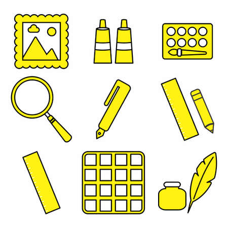 Icon Vector of Painting Tool Set Icon Part 3 - Yellow Moon Style - simple illustration. Editable stroke. Design template vector.outline style design.Vector graphic illustrationのイラスト素材