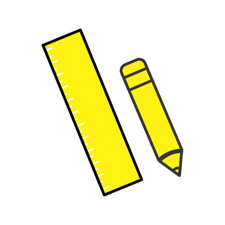 Icon Vector of Pencil Ruler - Yellow Moon Style - simple illustration. Editable stroke. Design template vector.outline style design.Vector graphic illustrationのイラスト素材