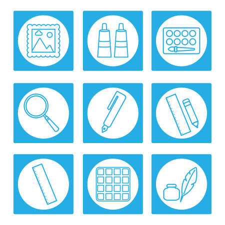 Icon Vector of Painting Tool Set Icon Part 3 - White Moon Style - simple illustration. Editable stroke. Design template vector.outline style design.Vector graphic illustrationのイラスト素材