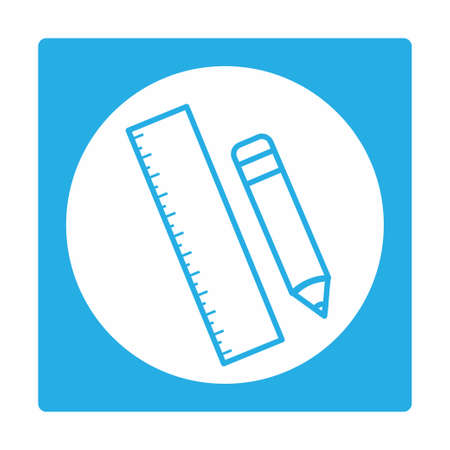 Icon Vector of Pencil Ruler - White Moon Style - simple illustration. Editable stroke. Design template vector.outline style design.Vector graphic illustrationのイラスト素材