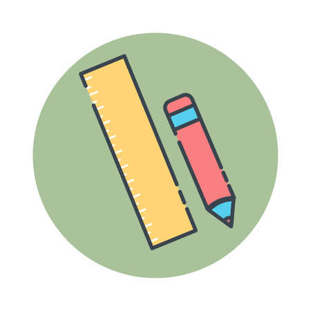 Icon Vector of Pencil Ruler - Line Cut Style - simple illustration. Editable stroke. Design template vector.outline style design.Vector graphic illustrationのイラスト素材