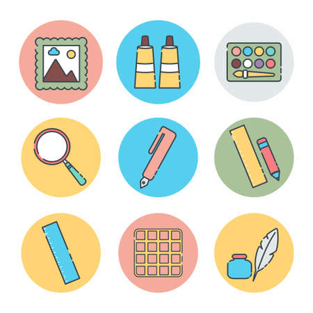 Icon Vector of Painting Tool Set Icon Part 3 - Line Cut Style - simple illustration. Editable stroke. Design template vector.outline style design.Vector graphic illustrationのイラスト素材