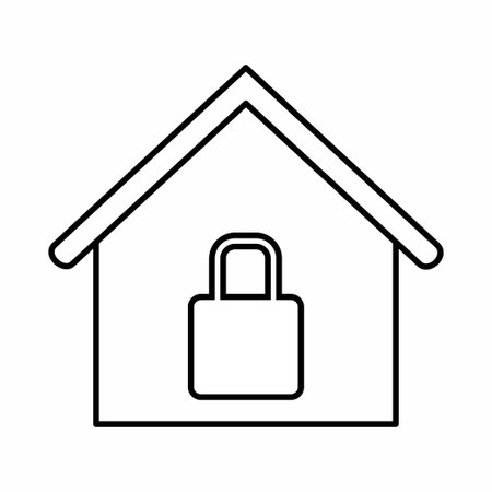Vector Graphic of Secure House - Line Style - simple illustration. Editable stroke. Design template vector.outline style design.Vector graphic illustrationのイラスト素材