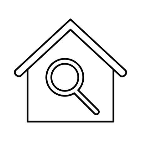 Vector Graphic of House Search - Line Style - simple illustration. Editable stroke. Design template vector.outline style design.Vector graphic illustrationのイラスト素材