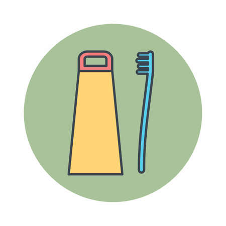 Vector Graphic of - Toothbrush and Toothpaste - Color Mate Style - simple illustration. Editable stroke. Design template vector.outline style design.Vector graphic illustrationのイラスト素材