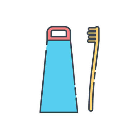 Vector Graphic of - Toothbrush and Toothpaste - Line Cut Style - simple illustration. Editable stroke. Design template vector.outline style design.Vector graphic illustrationのイラスト素材