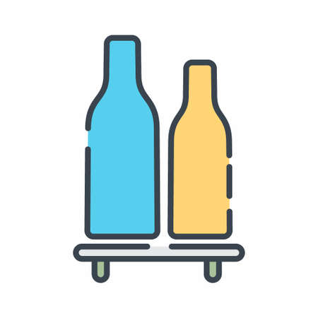 Vector Graphic of Bottles Shelf - Line Cut Style - simple illustration. Editable stroke. Design template vector.outline style design.Vector graphic illustrationのイラスト素材