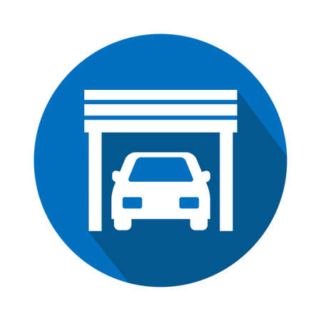 Vector Graphic of Car in Garage - Flat Style - simple illustration. Editable stroke. Design template vector.outline style design.Vector graphic illustrationのイラスト素材