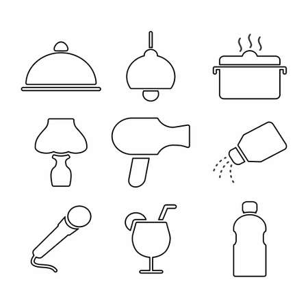 Vector Graphic of - Hotel and Restaurant Set Icon Part 2 - Line Style - simple illustration. Editable stroke. Design template vector.outline style design.Vector graphic illustrationのイラスト素材