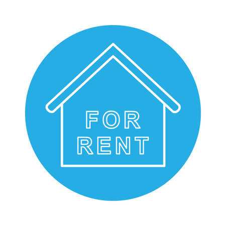 Vector Graphic of For Rent House - Blue Monochrome Style - simple illustration. Editable stroke. Design template vector.outline style design.Vector graphic illustrationのイラスト素材