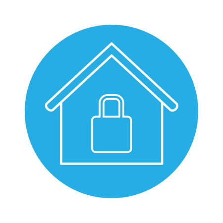 Vector Graphic of Secure House - Blue Monochrome Style - simple illustration. Editable stroke. Design template vector.outline style design.Vector graphic illustrationのイラスト素材