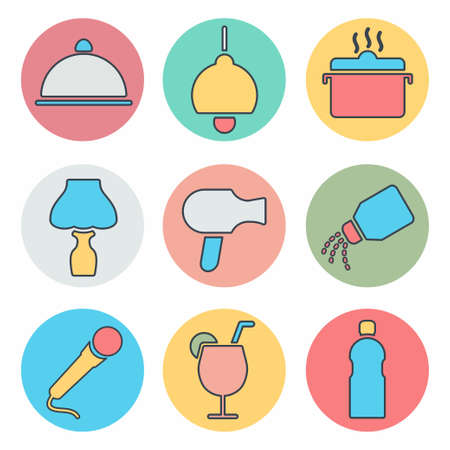 Vector Graphic of - Hotel and Restaurant Set Icon Part 2 - Color Mate Style - simple illustration. Editable stroke. Design template vector.outline style design.Vector graphic illustrationのイラスト素材