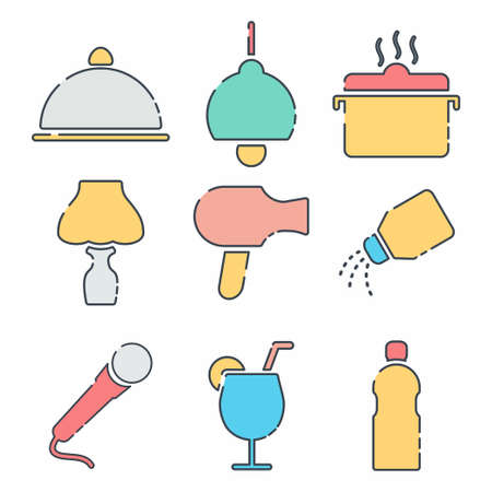 Vector Graphic of - Hotel and Restaurant Set Icon Part 2 - Line Cut Style - simple illustration. Editable stroke. Design template vector.outline style design.Vector graphic illustrationのイラスト素材