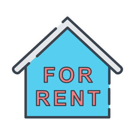Vector Graphic of For Rent House - Line Cut Style - simple illustration. Editable stroke. Design template vector.outline style design.Vector graphic illustrationのイラスト素材