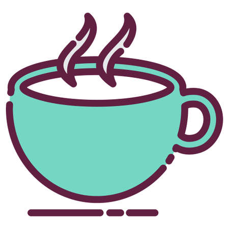 Icon Vector of Hot Coffee - Line Cut Style - Simple illustration, Editable stroke, Design template vector, Good for prints, posters, advertisements, announcements, info graphics, etc.のイラスト素材