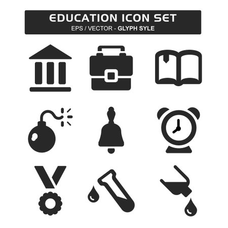 Set Icon Vector of Education - Glyph Style - Simple illustration, Editable stroke, Design template vector, Good for prints, posters, advertisements, announcements, info graphics, etc.のイラスト素材