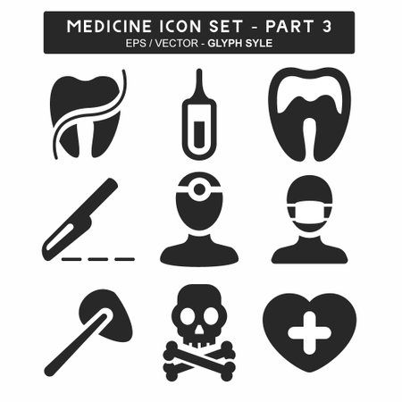 Set Icon Vector of Medicine Part 3 - Glyph Style - Simple illustration, Editable stroke, Design template vector, Good for prints, posters, advertisements, announcements, info graphics, etc.のイラスト素材
