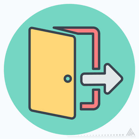 Icon Exit - Color Mate Style - Simple illustration, Editable stroke, Design template vector, Good for prints, posters, advertisements, announcements, info graphics, etc.のイラスト素材