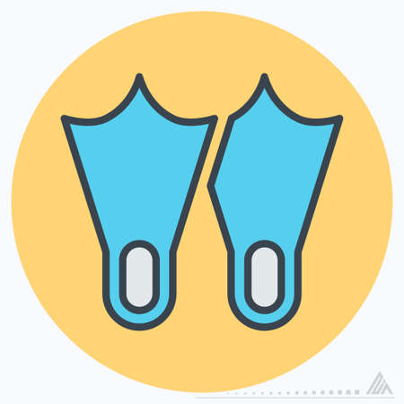 Icon Diver Foot - Color Mate Style - Simple illustration, Editable stroke, Design template vector, Good for prints, posters, advertisements, announcements, info graphics, etc.のイラスト素材