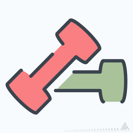 Icon Barbell - Line Cut Style - Simple illustration, Editable stroke, Design template vector, Good for prints, posters, advertisements, announcements, info graphics, etc.のイラスト素材