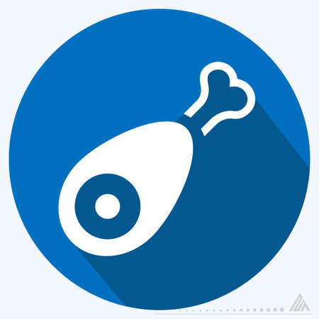 Icon Ham - Long Shadow Style - Simple illustration, Editable stroke, Design template vector, Good for prints, posters, advertisements, announcements, info graphics, etc.のイラスト素材