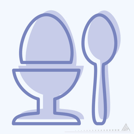 Icon Boiled Egg - Two Tone Style - Simple illustration, Editable stroke, Design template vector, Good for prints, posters, advertisements, announcements, info graphics, etc.のイラスト素材