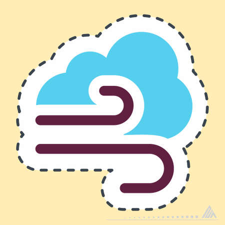 Sticker Wind - Line Cut - Simple illustration, Editable stroke, Design template vector, Good for prints, posters, advertisements, announcements, info graphics, etc.のイラスト素材