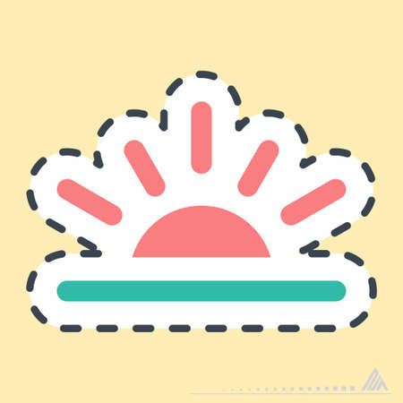 Sticker Sunset - Line Cut - Simple illustration, Editable stroke, Design template vector, Good for prints, posters, advertisements, announcements, info graphics, etc.のイラスト素材