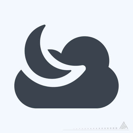 Icon Cloudy Night - Glyph Style - Simple illustration, Editable stroke, Design template vector, Good for prints, posters, advertisements, announcements, info graphics, etc.のイラスト素材