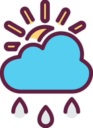 Icon Rainy Day - Line Cut Style - Simple illustration, Editable stroke, Design template vector, Good for prints, posters, advertisements, announcements, info graphics, etc.のイラスト素材