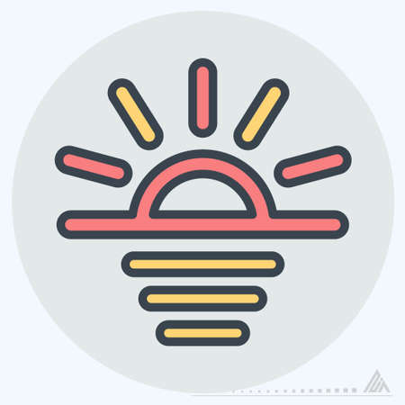 Icon Sunrise - Color Mate Style - Simple illustration, Editable stroke, Design template vector, Good for prints, posters, advertisements, announcements, info graphics, etc.のイラスト素材
