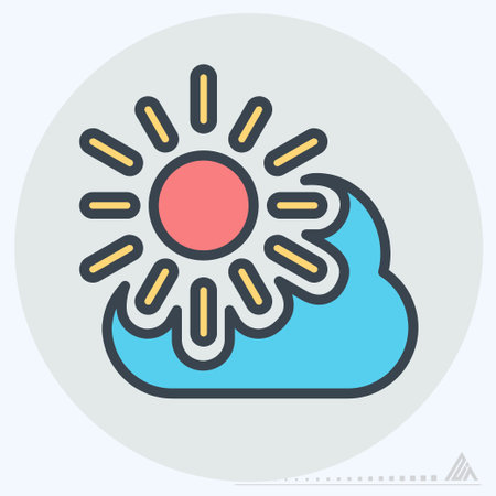 Icon Sunny Day - Color Mate Style - Simple illustration, Editable stroke, Design template vector, Good for prints, posters, advertisements, announcements, info graphics, etc.のイラスト素材