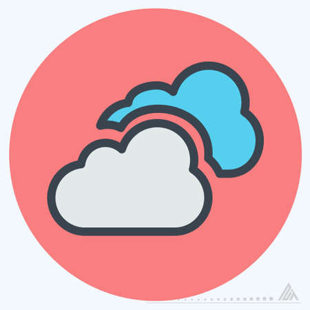 Icon Cloudy - Color Mate Style - Simple illustration, Editable stroke, Design template vector, Good for prints, posters, advertisements, announcements, info graphics, etc.のイラスト素材