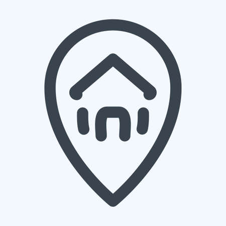 Icon Gps Home - Line Cut Style - Simple illustration, Editable stroke, Design template vector, Good for prints, posters, advertisements, announcements, info graphics, etc.のイラスト素材