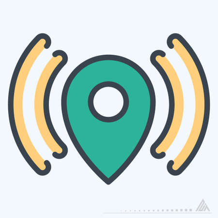 Icon Gps Signals - Color Line Cut Style - Simple illustration, Editable stroke, Design template vector, Good for prints, posters, advertisements, announcements, info graphics, etc.のイラスト素材