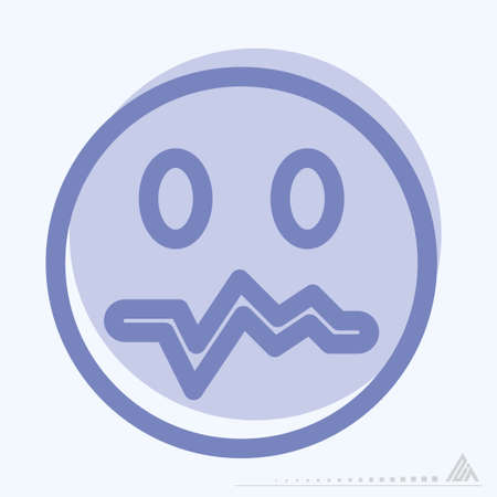 Icon Emoticon Worried - Two Tone Style - Simple illustration, Editable stroke, Design template vector, Good for prints, posters, advertisements, announcements, info graphics, etc.のイラスト素材