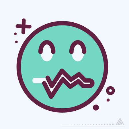 Icon Emoticon Worried - MBE Syle - Simple illustration, Editable stroke, Design template vector, Good for prints, posters, advertisements, announcements, info graphics, etc.のイラスト素材