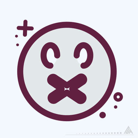 Icon Emoticon Mute MBE Style. Simple illustration, Editable stroke.のイラスト素材