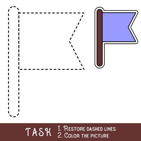 Drawing worksheet for preschool kids with easy gaming level of difficulty, simple educational game for kids one line tracing of Blue Flag.のイラスト素材