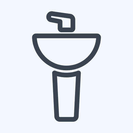 Icon Wash Basin - Line Style - Simple illustration, Editable stroke, Design template vector, Good for prints, posters, advertisements, announcements, info graphics, etc.のイラスト素材