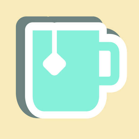 Sticker Tea - Simple illustration, Editable stroke, Design template vector, Good for prints, posters, advertisements, announcements, info graphics, etc.のイラスト素材