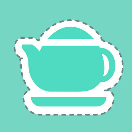 Sticker Tea Maker - Line Cut - Simple illustration, Editable stroke, Design template vector, Good for prints, posters, advertisements, announcements, info graphics, etc.のイラスト素材