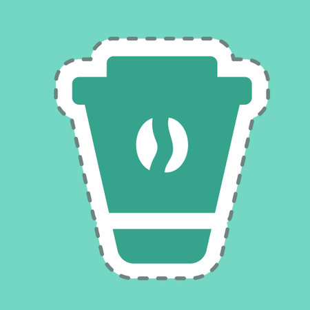 Sticker Coffee - Line Cut - Simple illustration, Editable stroke, Design template vector, Good for prints, posters, advertisements, announcements, info graphics, etc.のイラスト素材