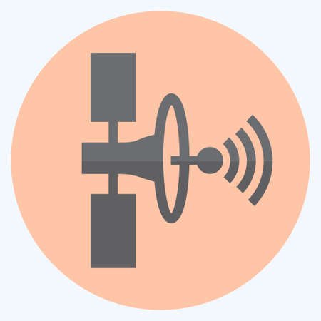 Icon Satellite - Flat Style,Simple illustration,Editable stroke,Design template vector, Good for prints, posters, advertisements, announcements, info graphics, etc.のイラスト素材