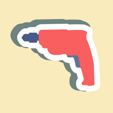 Sticker Drill Machine - Simple illustration,Editable stroke,Design template vector, Good for prints, posters, advertisements, announcements, info graphics, etc.のイラスト素材