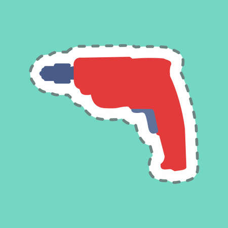 Sticker Drill Machine - Line Cut - Simple illustration,Editable stroke,Design template vector, Good for prints, posters, advertisements, announcements, info graphics, etc.のイラスト素材