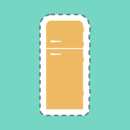 Sticker Refrigerator - Line Cut - Simple illustration,Editable stroke,Design template vector, Good for prints, posters, advertisements, announcements, info graphics, etc.のイラスト素材