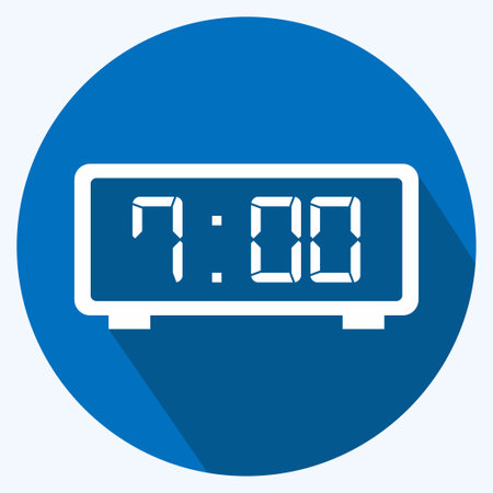 Icon Digital Clock - Long Shadow Style - Simple illustration,Editable stroke,Design template vector, Good for prints, posters, advertisements, announcements, info graphics, etc.のイラスト素材
